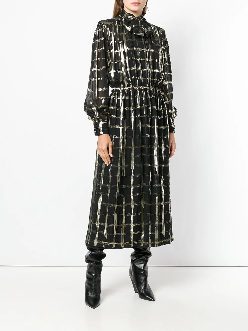 Alberta Ferretti checked bow tie shirt Zwart