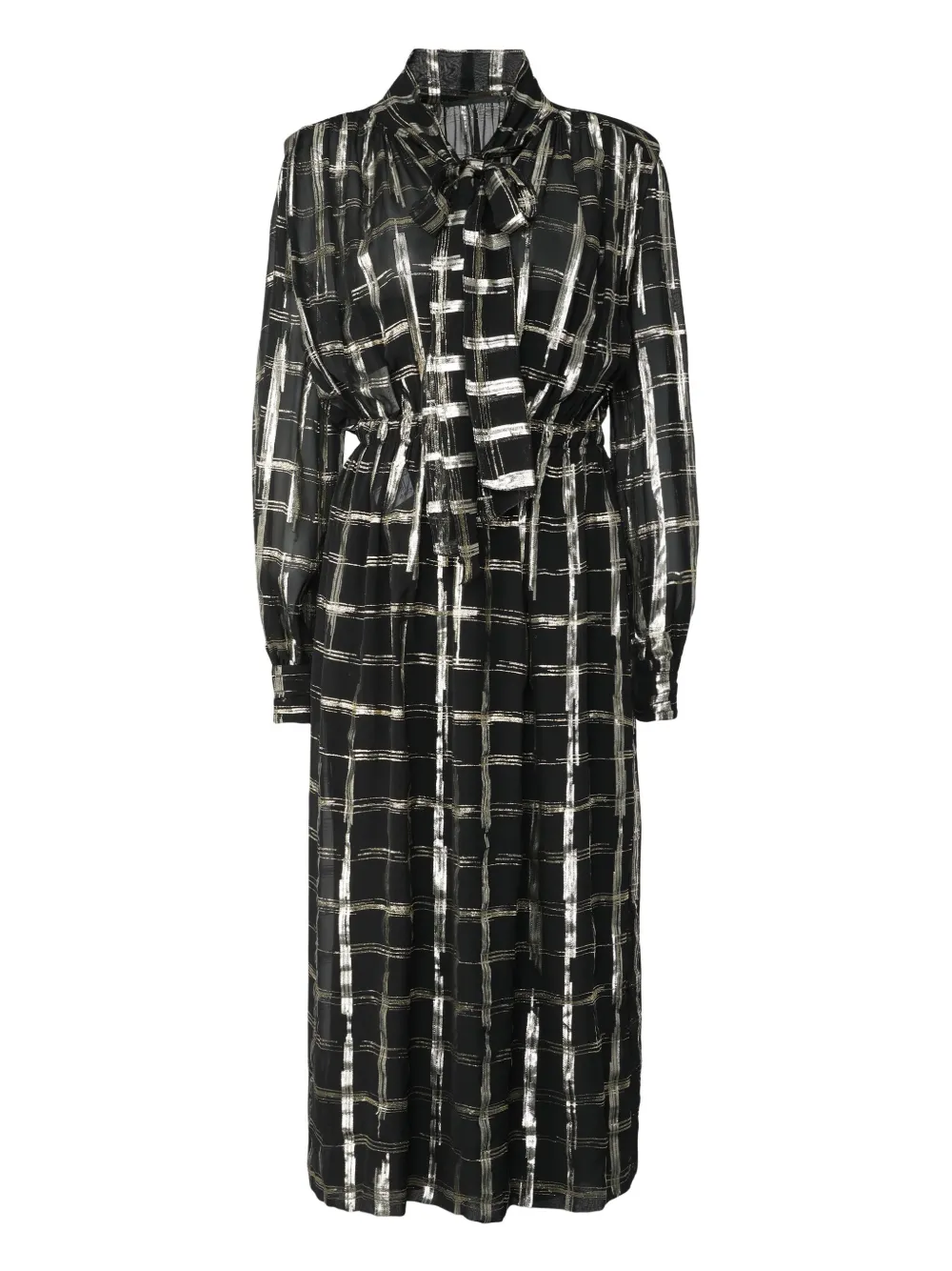Alberta Ferretti checked bow-tie midi dress | Black | Image 1