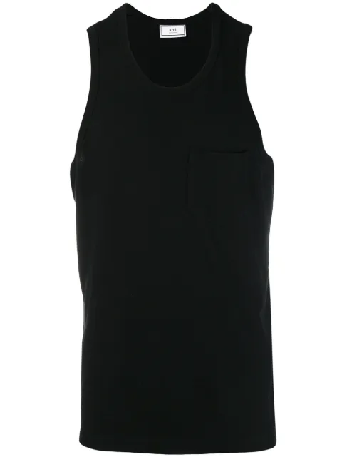 Click to view more detailed imagery on our partner's website Ami Alexandre Mattiussi Men Tank Top In Light Jersey With Ami Tab On Side In 001 Black