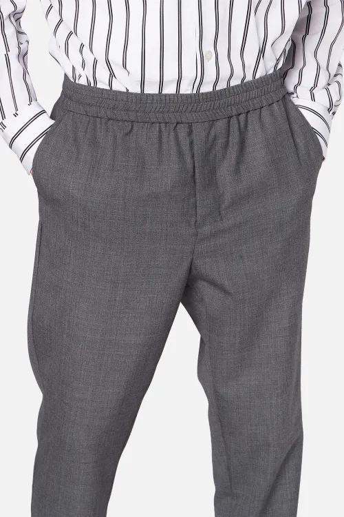 Elasticized Waist Carrot Fit Trousers 