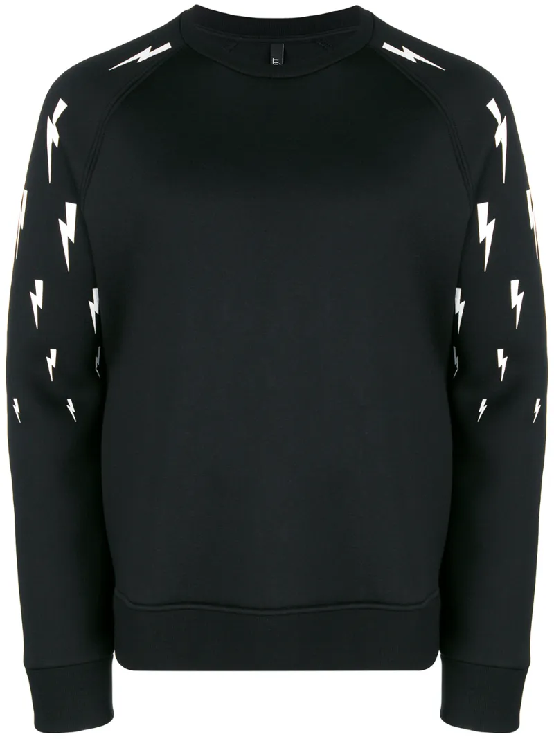 Neil Barrett – lightning bolt-print sweatshirt – men – Polyurethane/Viscose – XL – Black