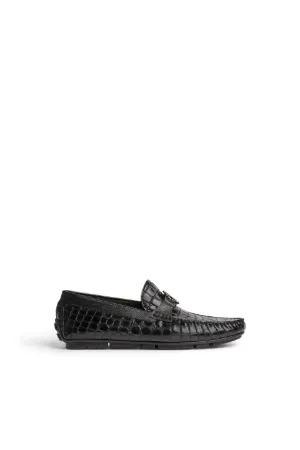 Crocodile effect leather loafers 