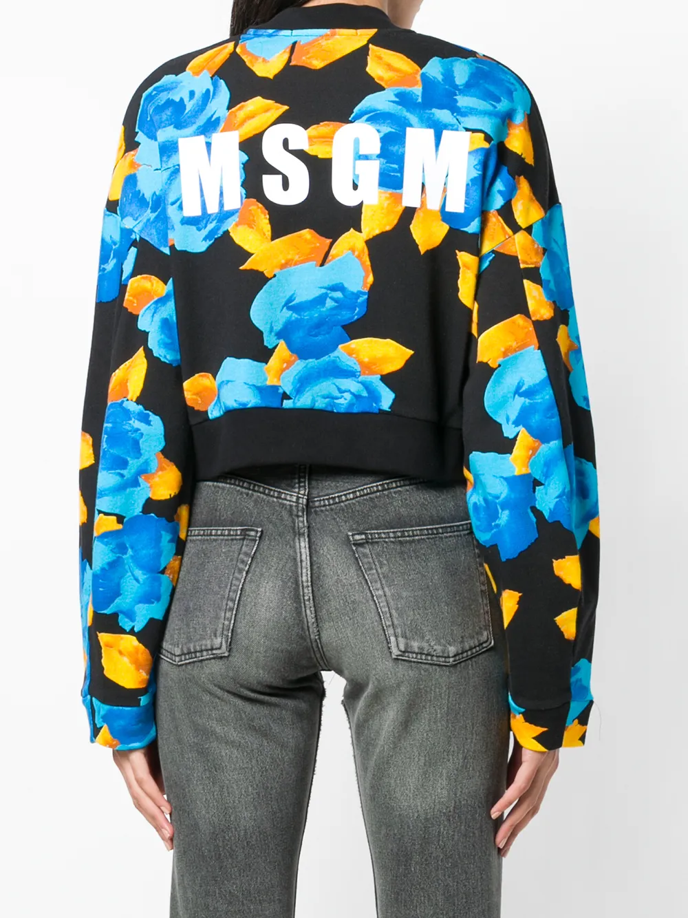 MSGM cropped jersey sweater Zwart