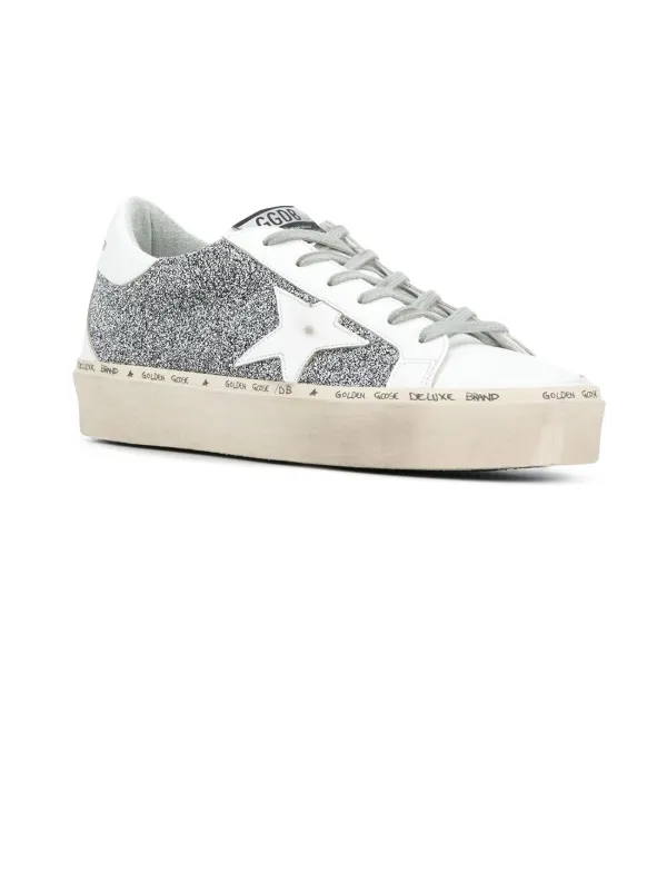 Golden Goose Hi Star glitter embellished sneakers women Cotton Leather Leather Suede Crystal Rubber 38 White