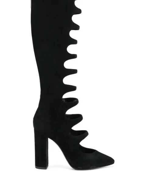 Saint Laurent cut-out detail knee length boots