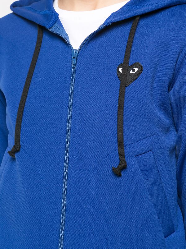 Comme Des Gar ons Play Drawstring Zip Hoodie Farfetch