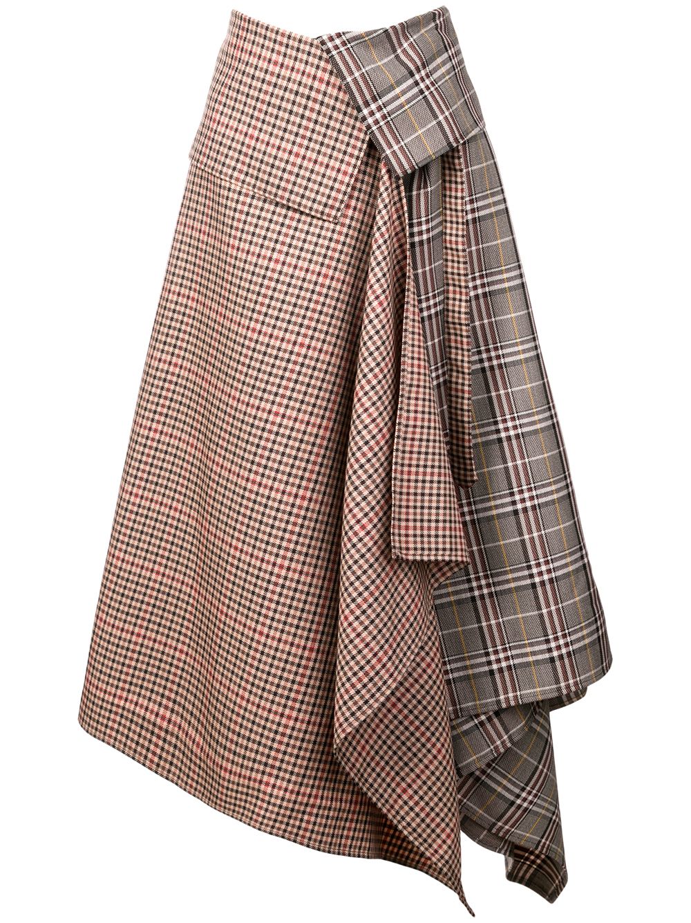 фото Monse асимметричная юбка со складками в шотландскую клетку