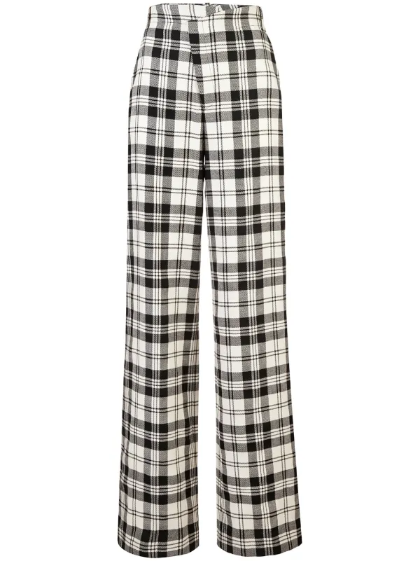 tartan wide leg trousers