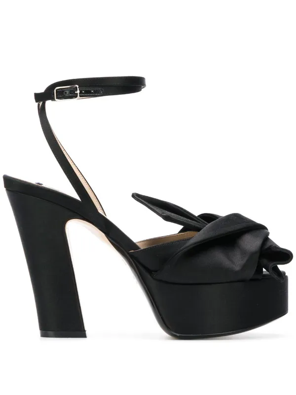 black satin platform sandals