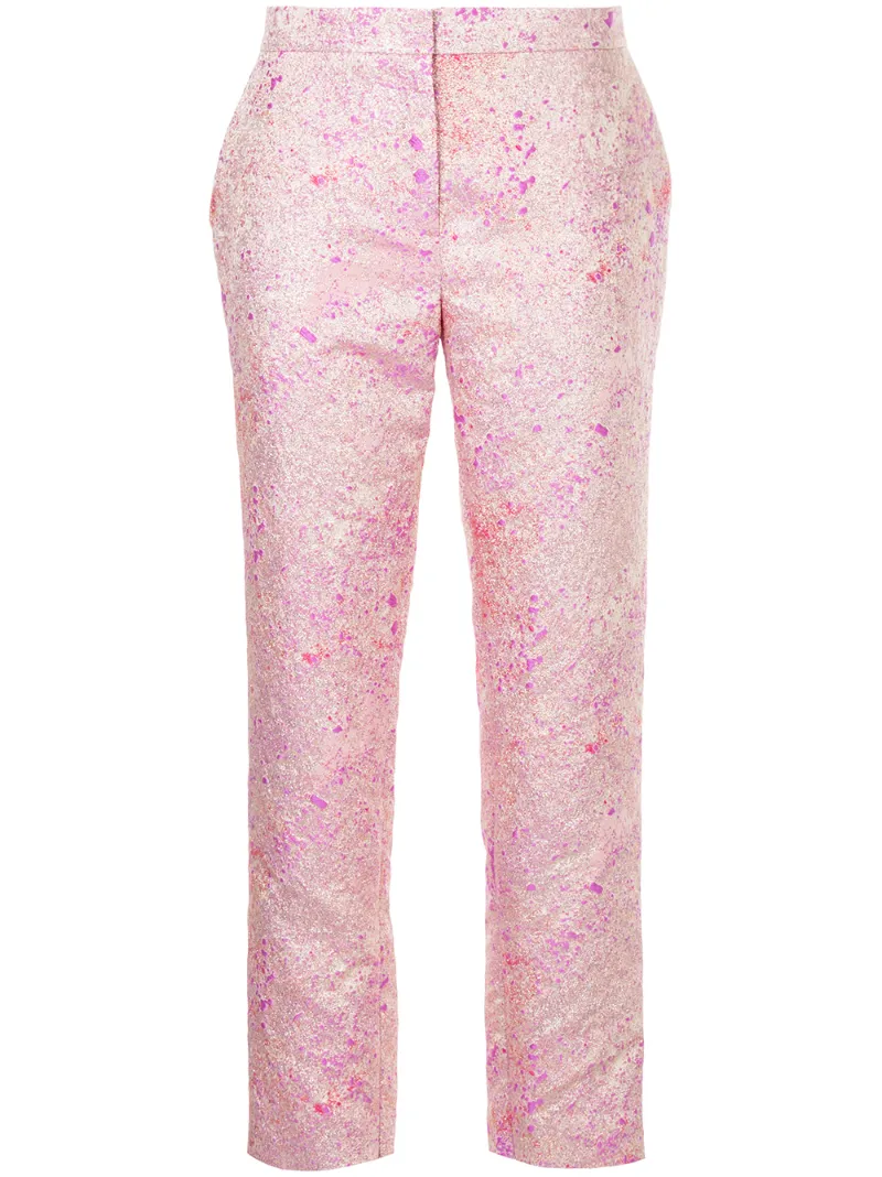 Semsem paint splatter metallic trousers