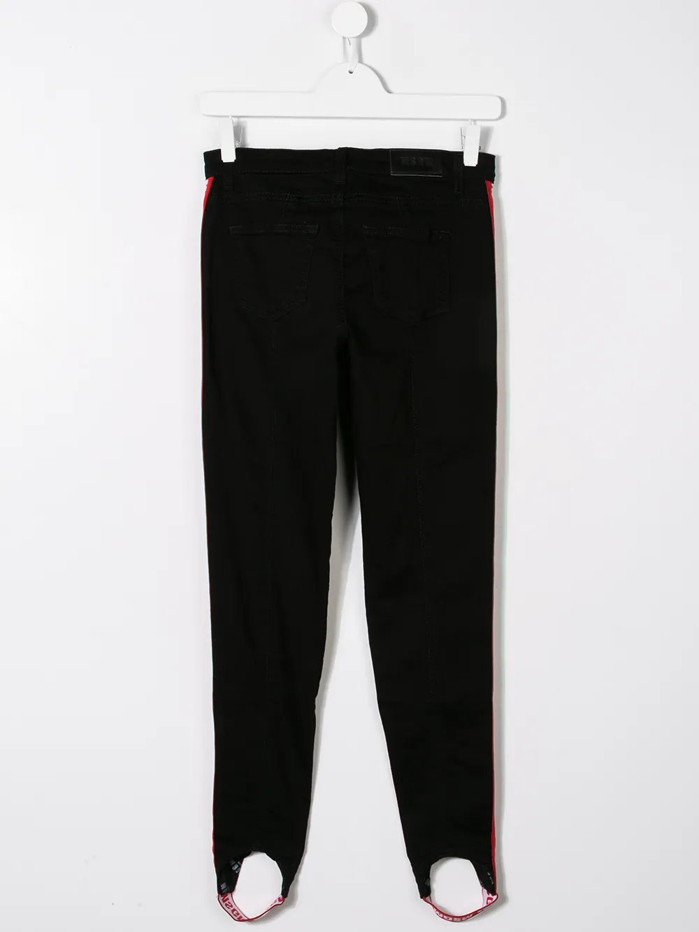 MSGM Kids TEEN logo trim stirrup jeans Zwart
