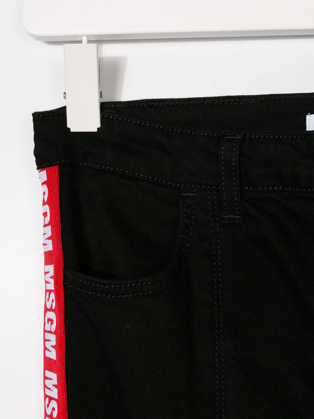 MSGM Kids TEEN logo trim stirrup jeans Zwart