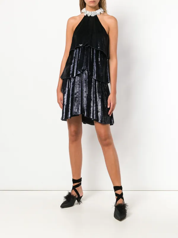 philosophy di lorenzo serafini ruffled halterneck dress