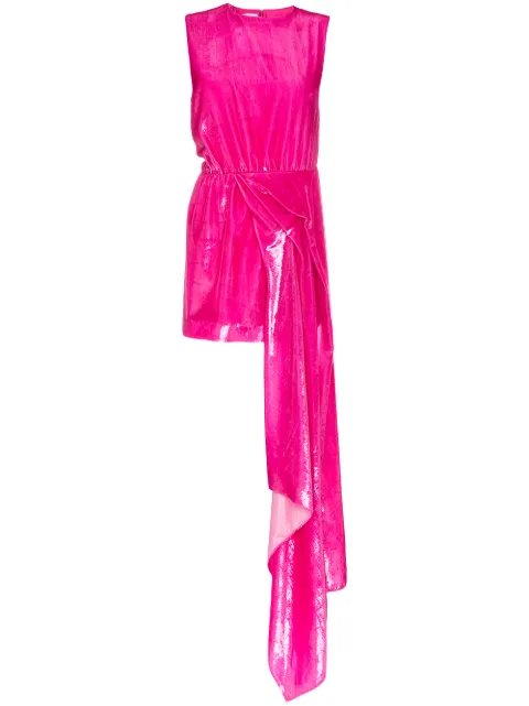 Halpern Dropped waist hi-sheen mini dress 