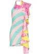 Image 1 of Halpern waterfall detail halterneck mini dress