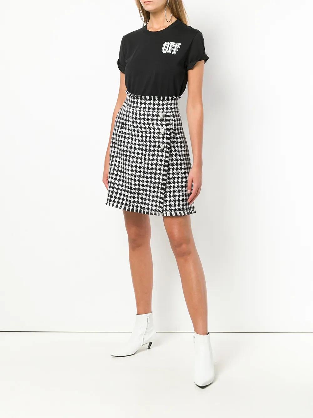 Off-White T-shirt met lippen print Zwart