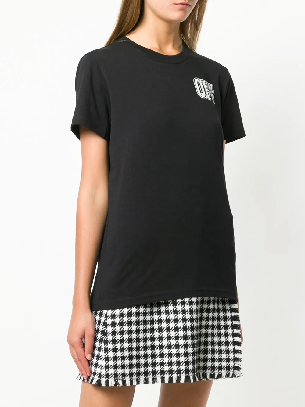 Off-White T-shirt met lippen print Zwart