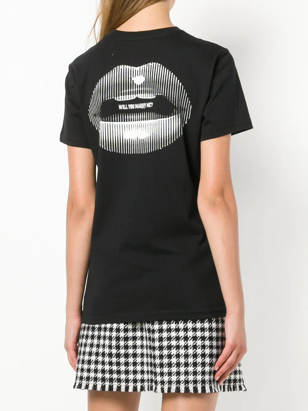 Off-White T-shirt met lippen print Zwart