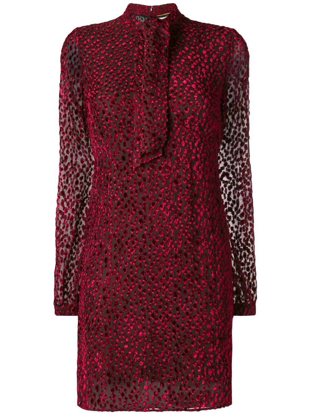 Saint Laurent robe courte en velours dévoré | rouge | Image 1