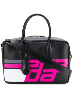 Prada Bags Luxury Women S Farfetch Logo Print Top Handle Bag