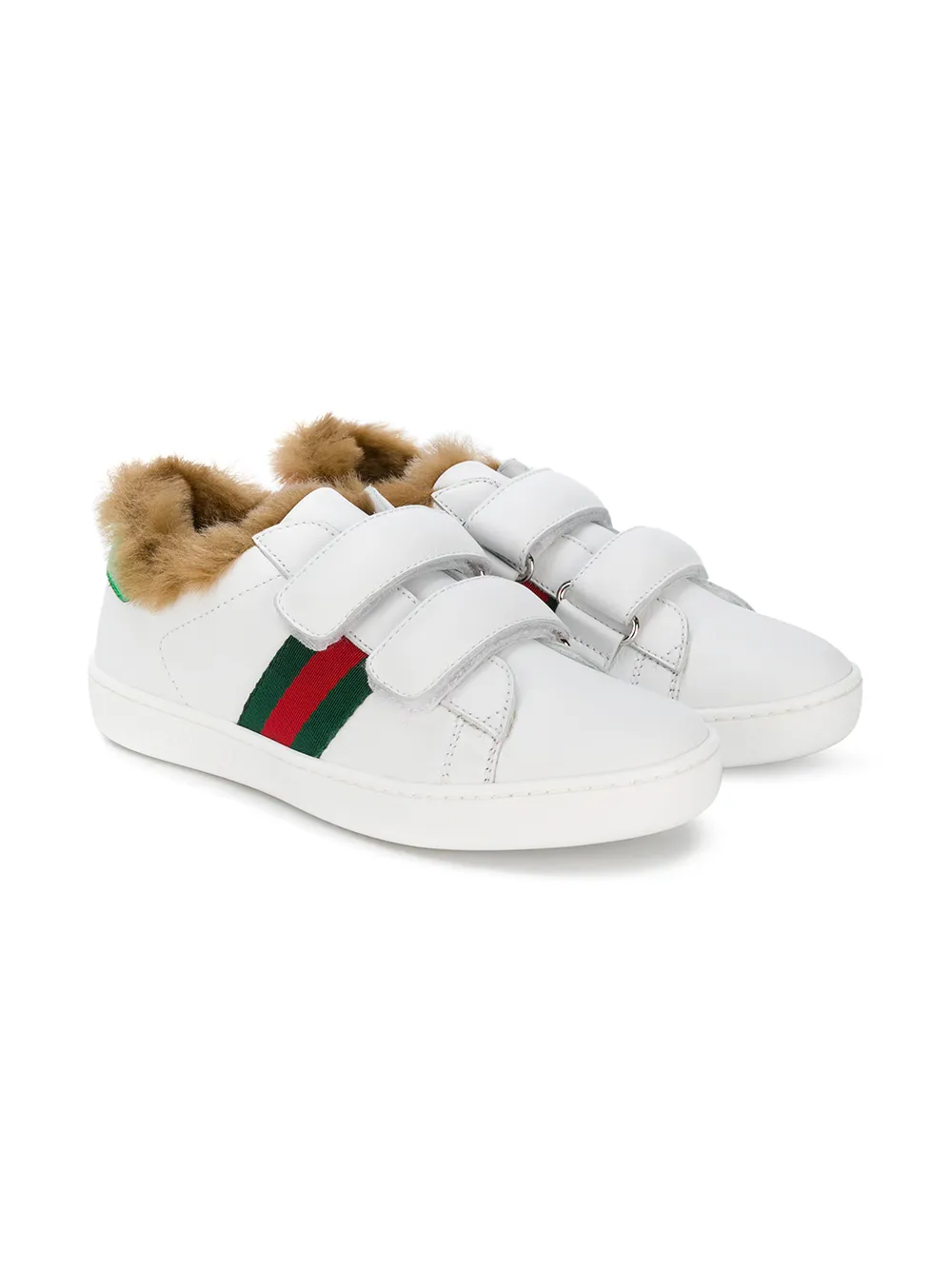 Gucci Kids fox fur lined Web sneakers