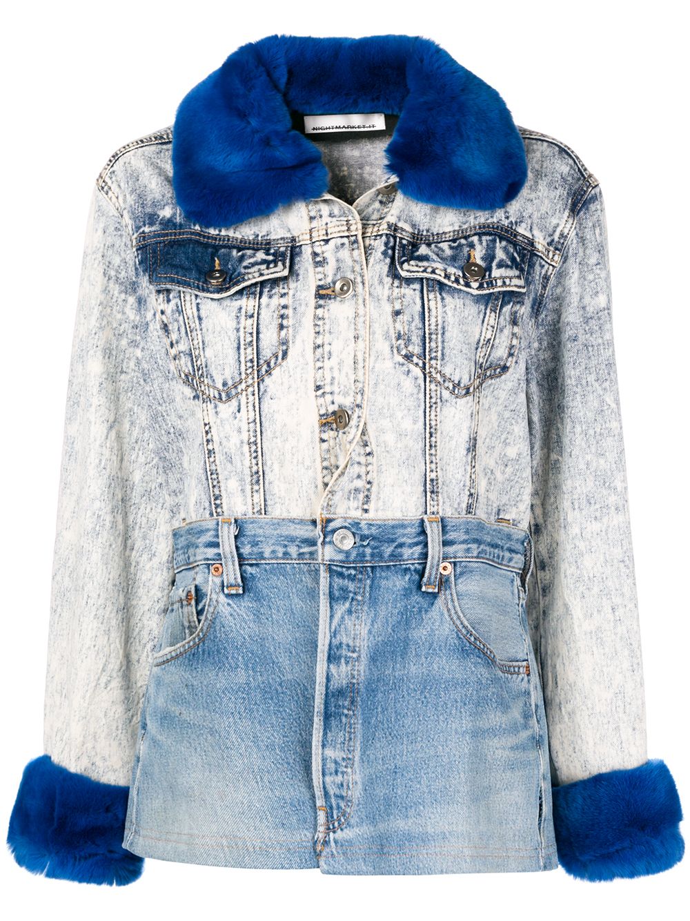 фото Night Market fur collar patchwork jacket