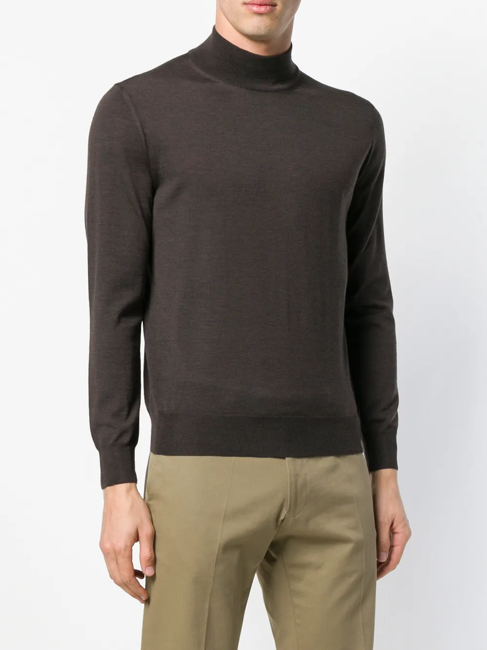 Canali poloshirt met aangesloten hals Bruin