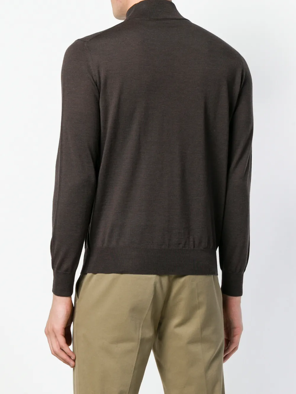 Canali poloshirt met aangesloten hals Bruin