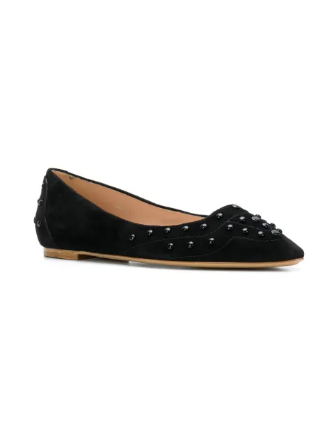 TOD'S TOD'S STUDDED BALLERINA SHOES - BLACK