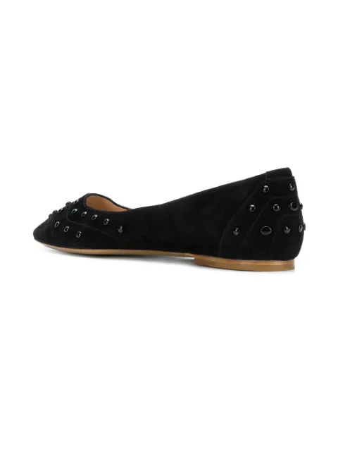 TOD'S TOD'S STUDDED BALLERINA SHOES - BLACK