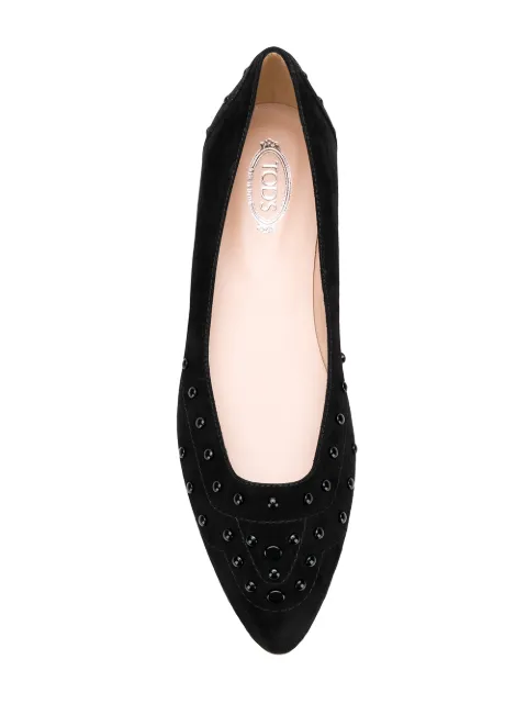 TOD'S TOD'S STUDDED BALLERINA SHOES - BLACK