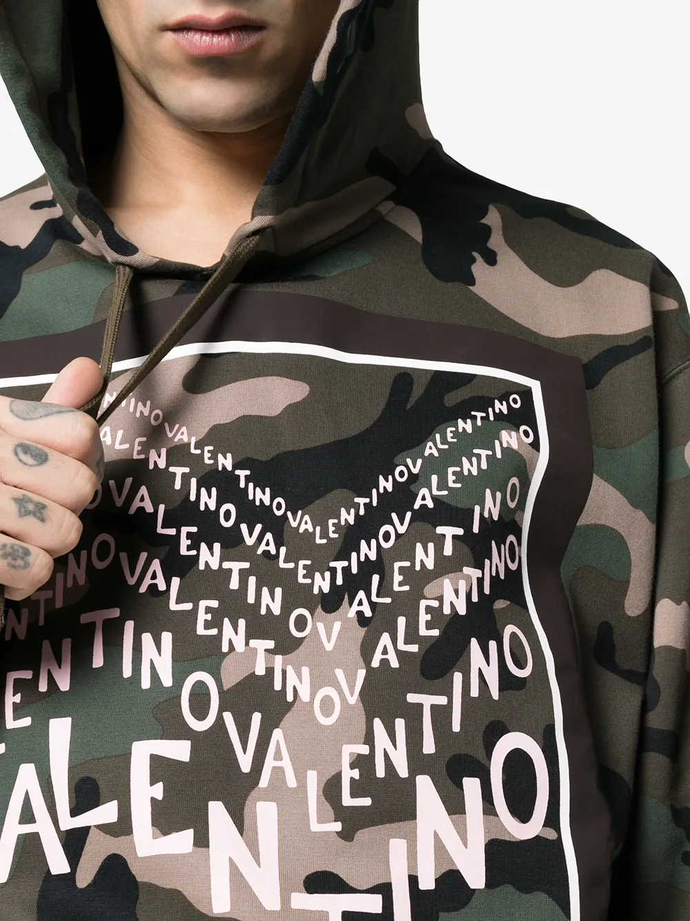 Valentino Garavani camouflage hoodie met logoprint van katoenblend Groen