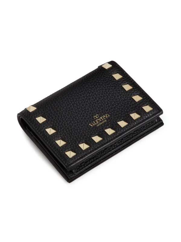 【関税&送料込】Valentino Garavani Wallets Black Valentino Garavani Valentino Garavani Compact Rockstud
