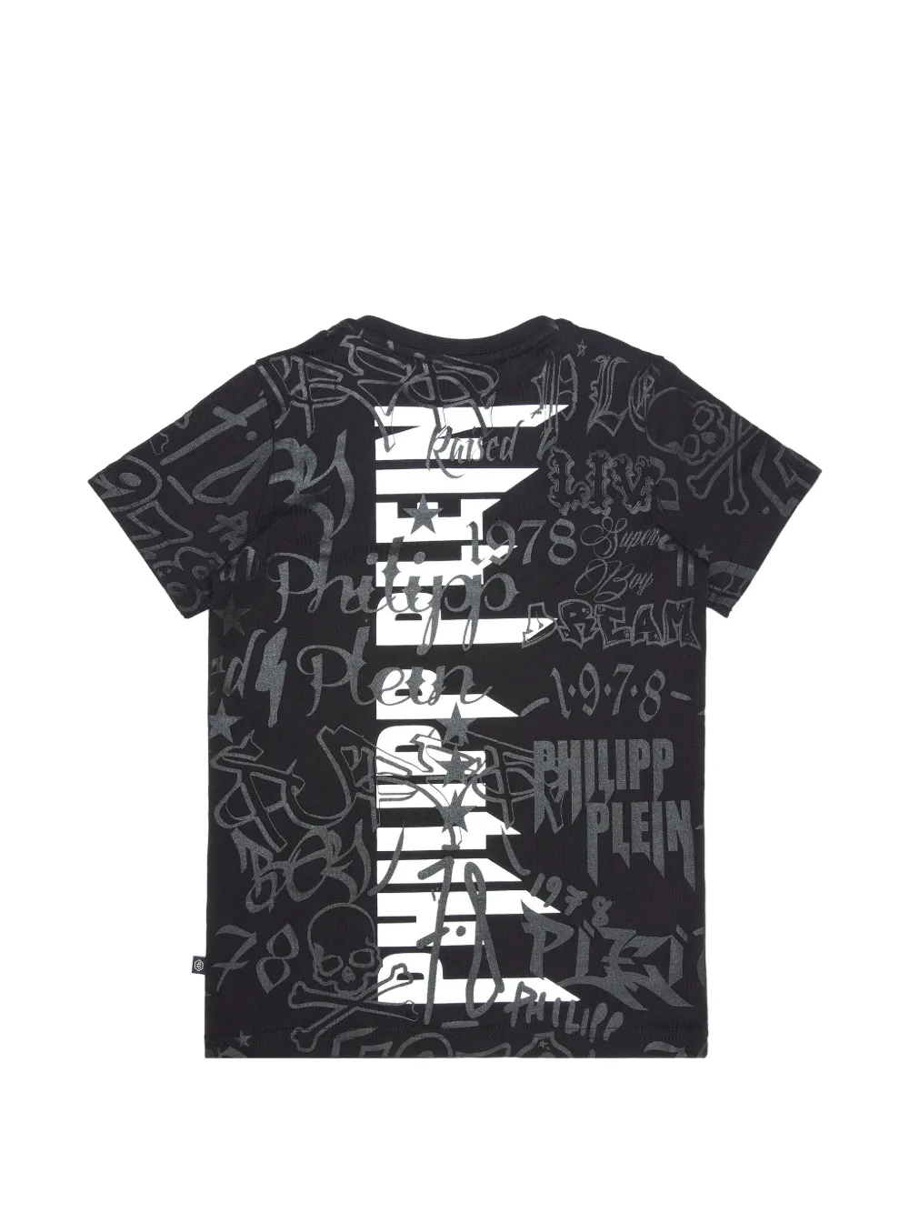  Philipp Plein Junior T Shirt Mit Totenkopf Print   Schwarz 