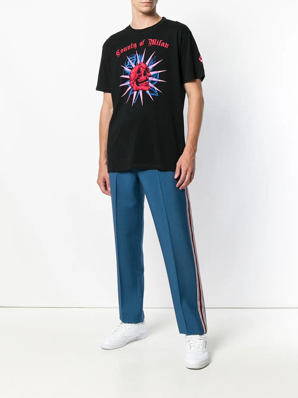 COUNTY OF MILAN T-shirt met schedelprint Zwart