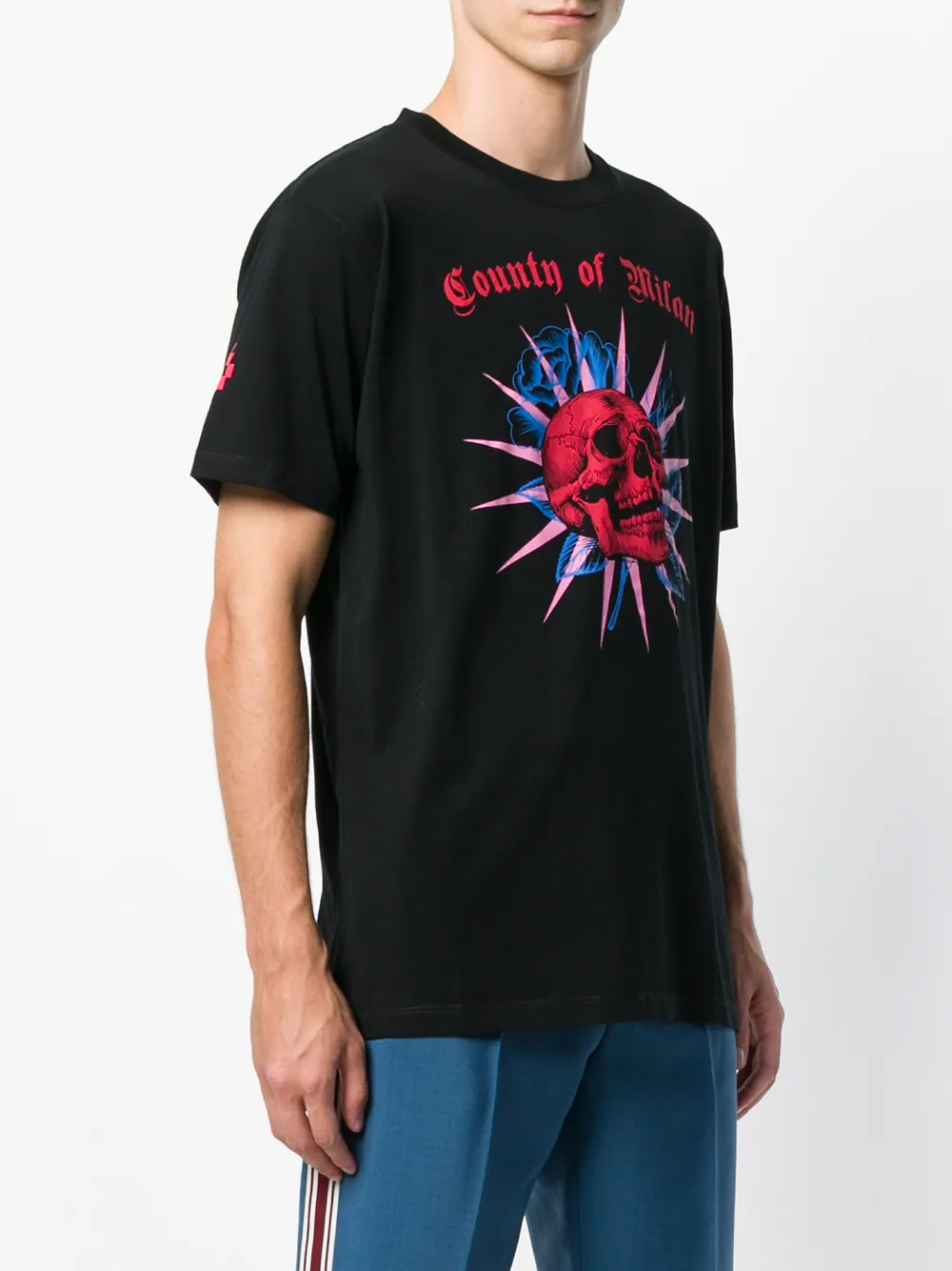 COUNTY OF MILAN T-shirt met schedelprint Zwart