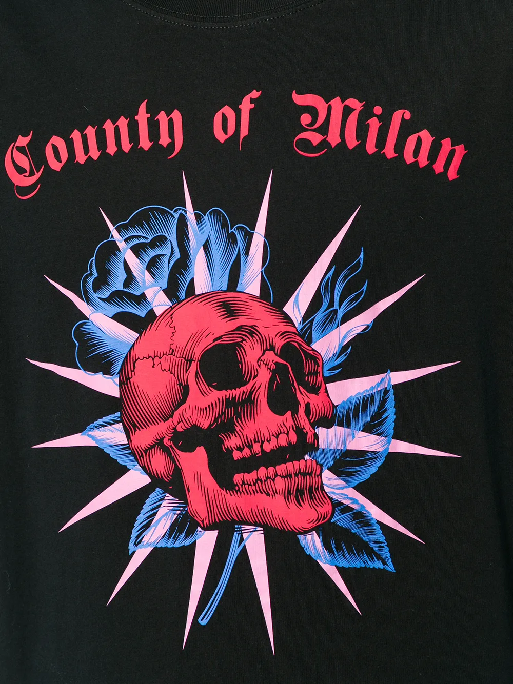 COUNTY OF MILAN T-shirt met schedelprint Zwart