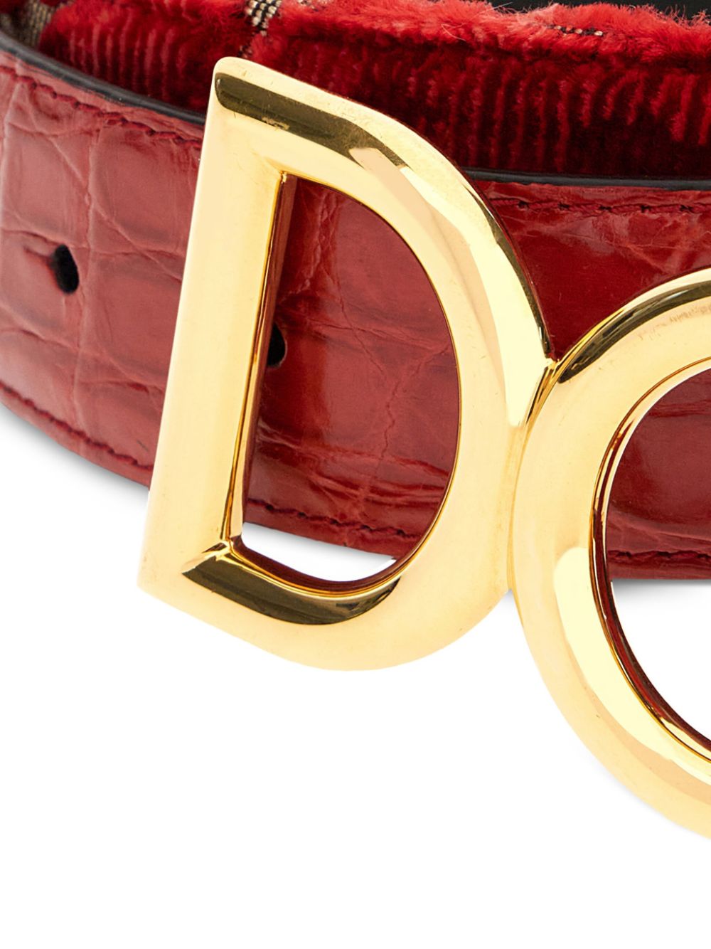 Dolce & Gabbana riem met geborduurde bloemen en logo - Rood