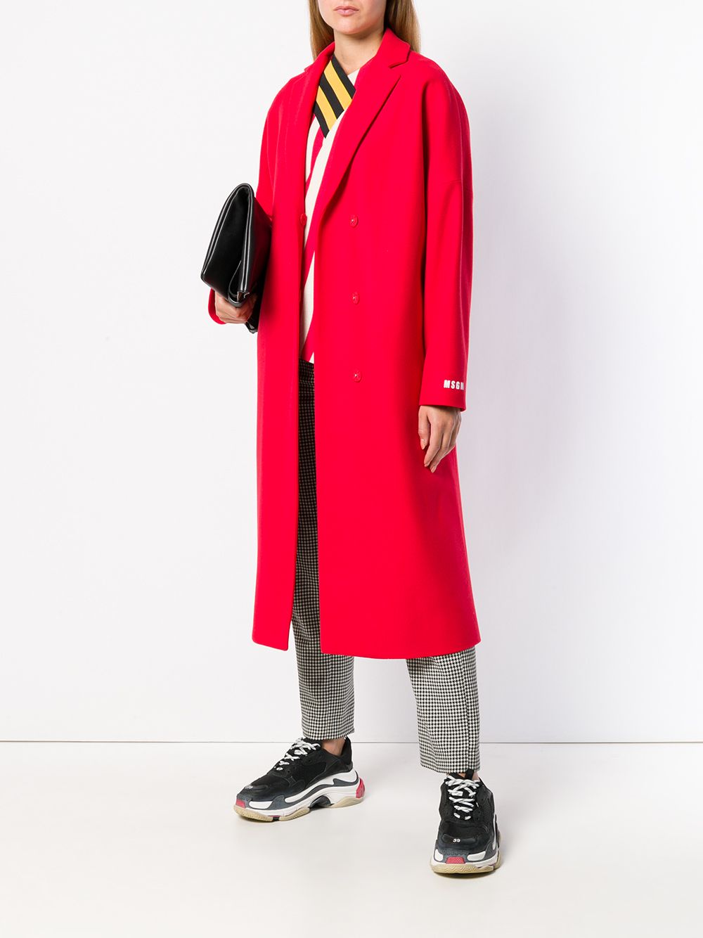 MSGM lange jas met roosprint - Rood