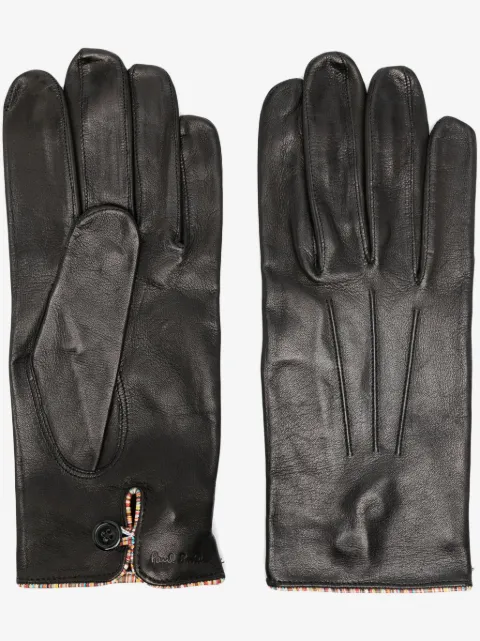 Paul Smith striped trim leather gloves