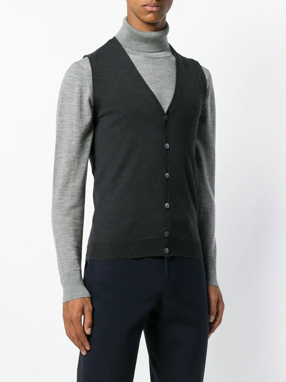 Zanone gebreid vest met V-hals Grijs