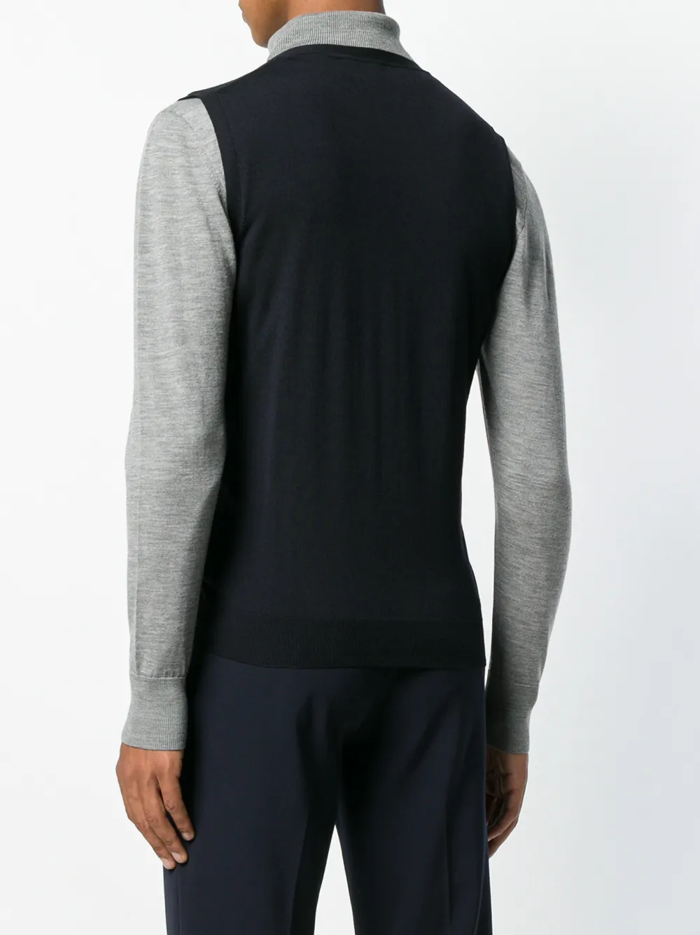 Zanone gebreid vest met V-hals Blauw