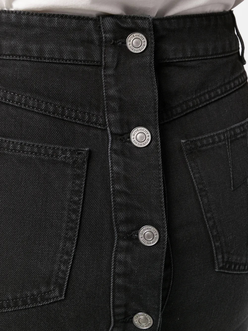 Givenchy Denim kokerrok met gerafelde zoom Zwart