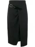 Givenchy wool cross-over mid-length skirt - Black