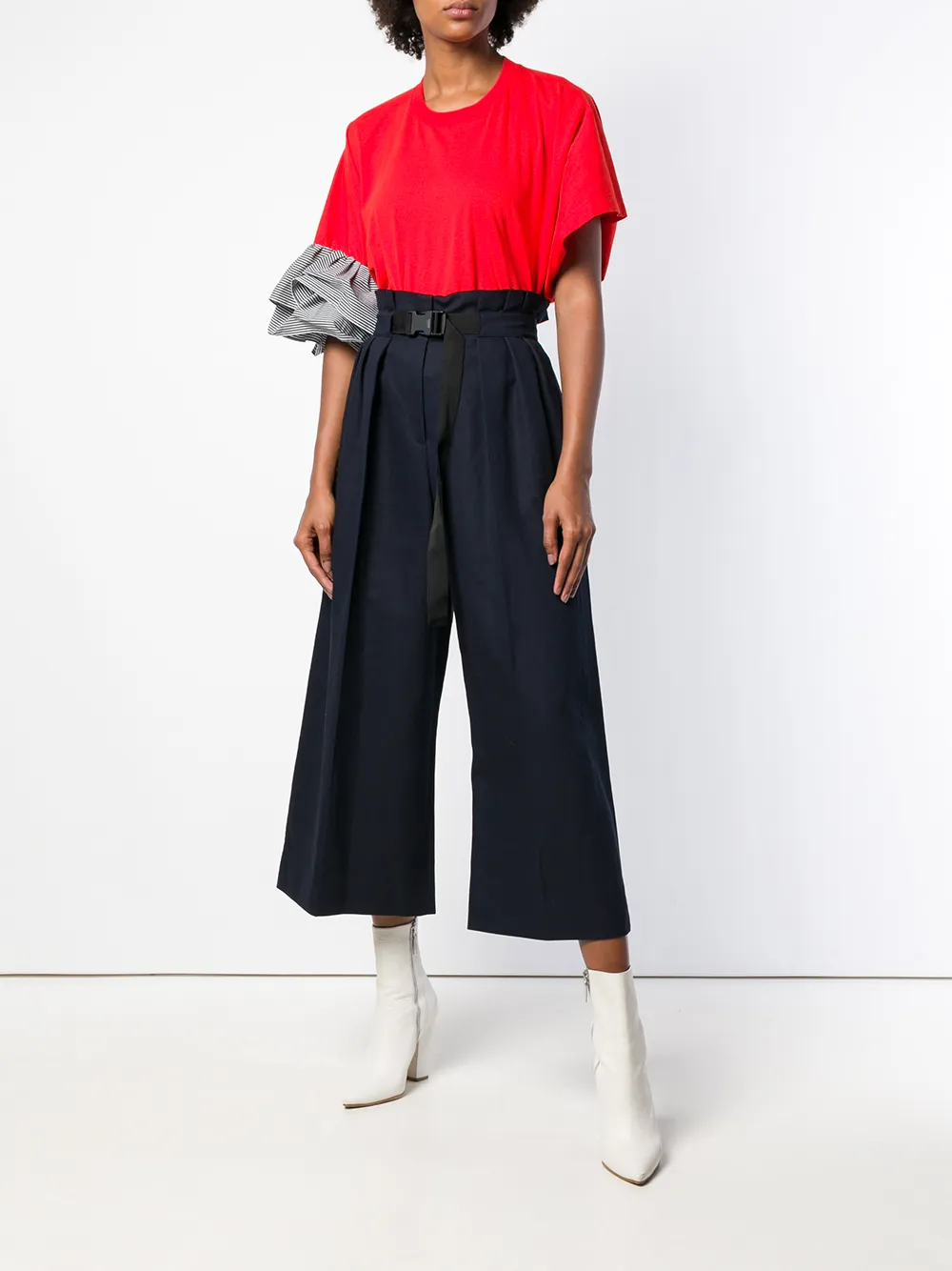 Kenzo ruimvallende cropped broek met uitlopende pijpen - Blauw