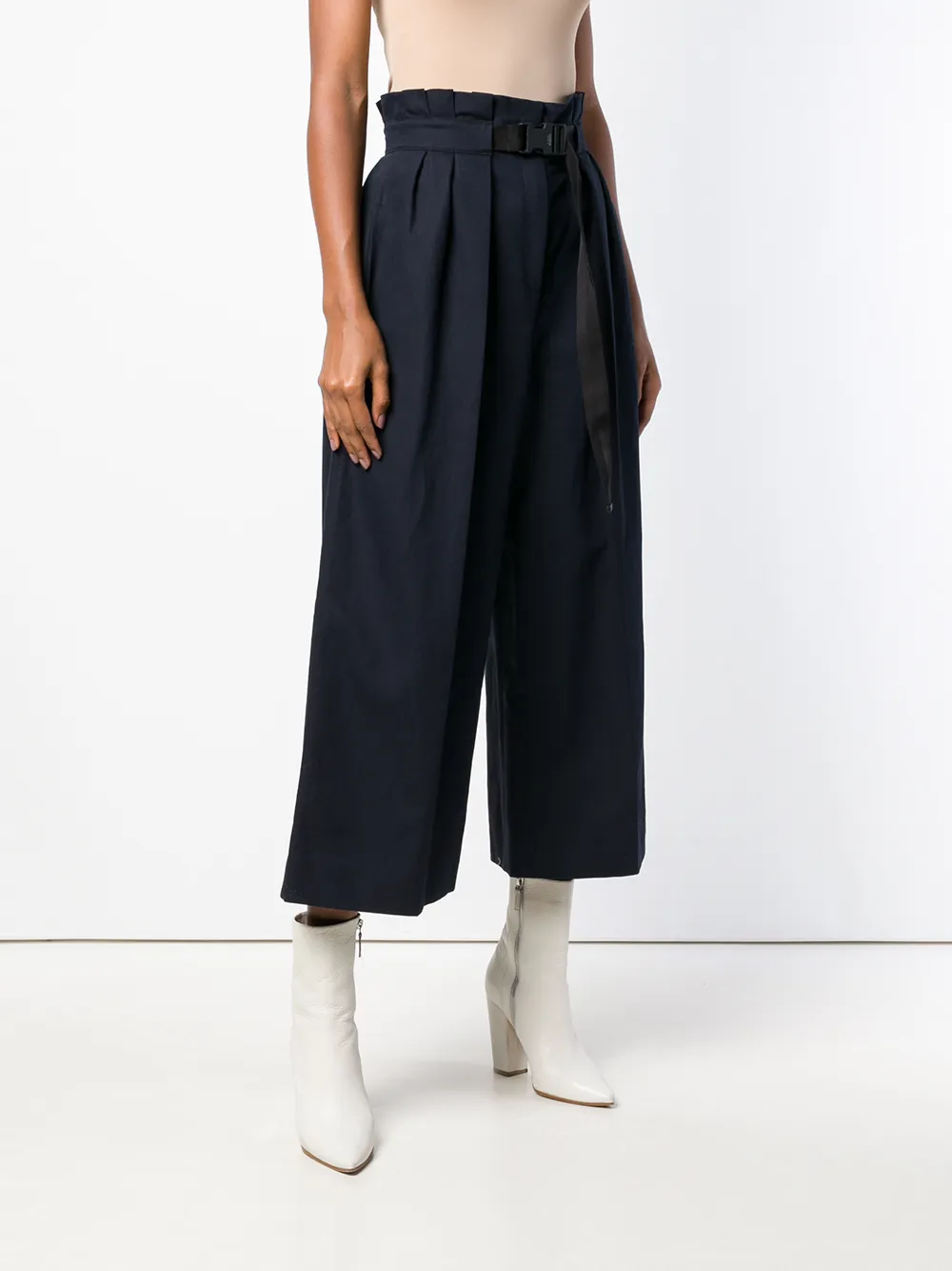 Kenzo ruimvallende cropped broek met uitlopende pijpen Blauw