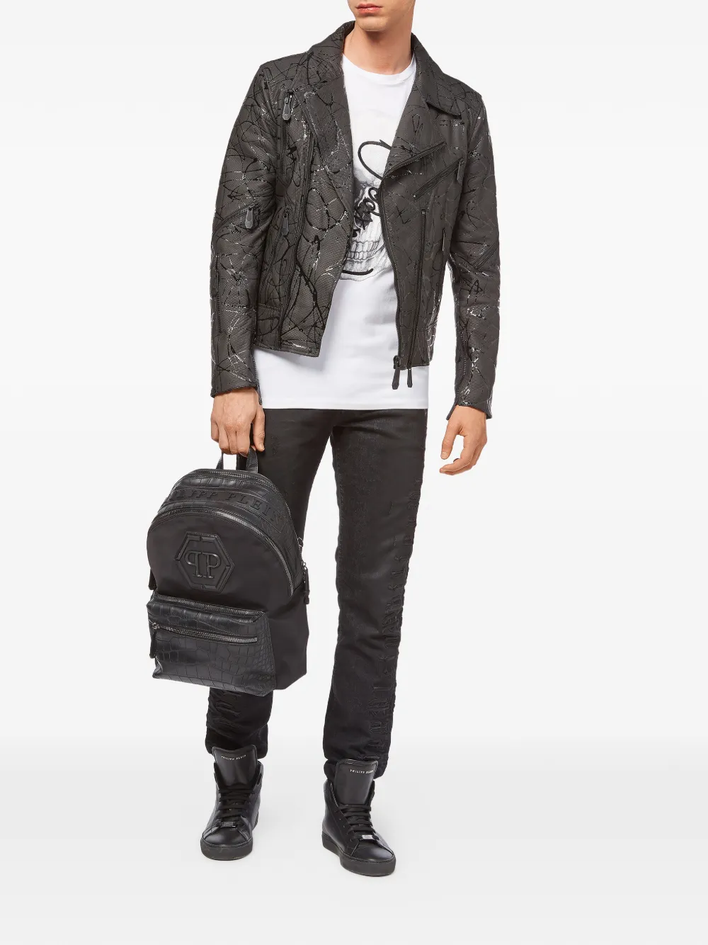  Philipp Plein 'strange' Bikerjacke   Schwarz 