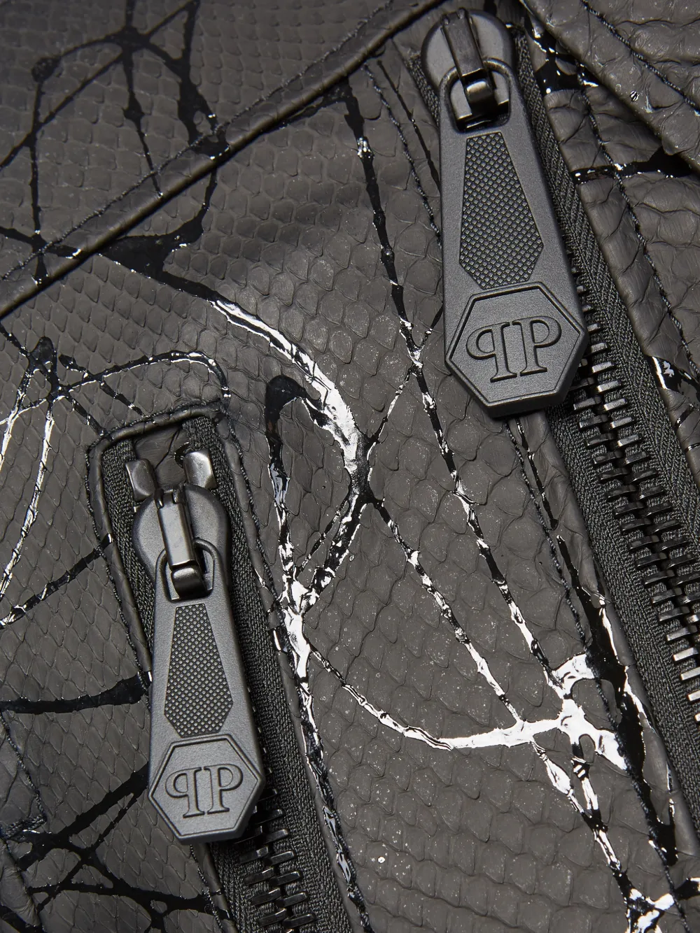 Philipp Plein Bikerjack met gewelde afwerking Zwart