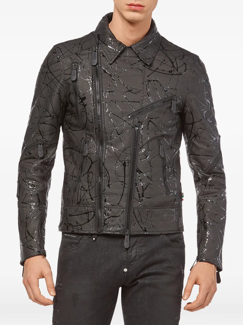  Philipp Plein 'strange' Bikerjacke   Schwarz 