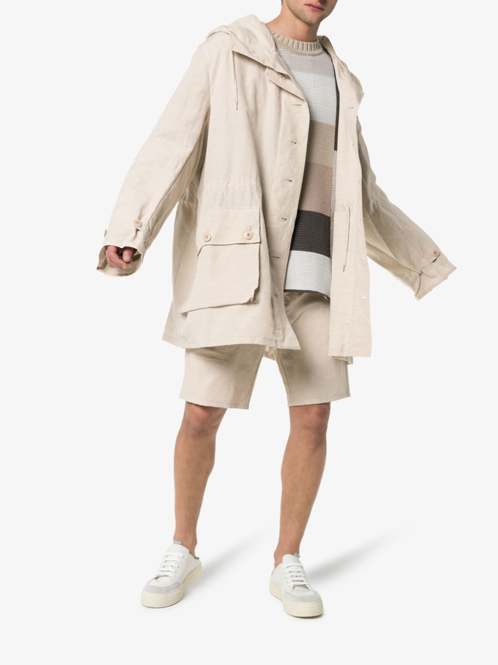 JACQUEMUS JACQUEMUS OVERSIZED HOODED LINEN BLEND PARKA,195CO021950614013231540